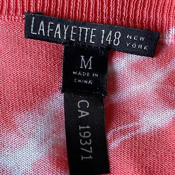 Lafayette 148 New York open front cardigan orange/white/yellow blouse size M - Picture 6 of 9